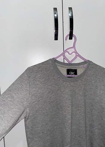 Gri Kadın Bisiklet Yaka Sweatshirt - Görsel 2