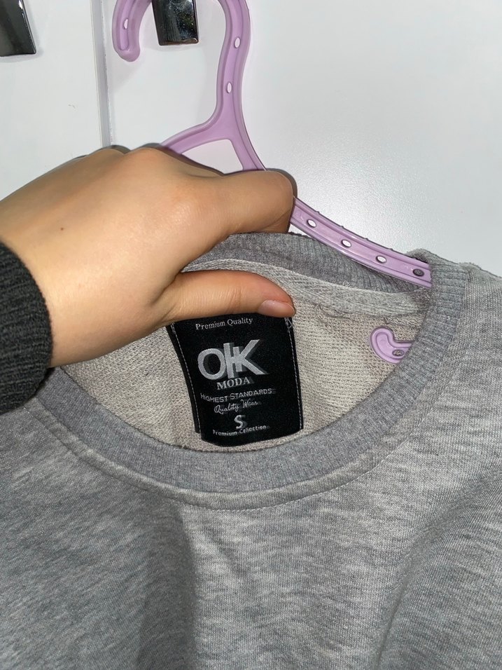 Gri Kadın Bisiklet Yaka Sweatshirt - Görsel 4