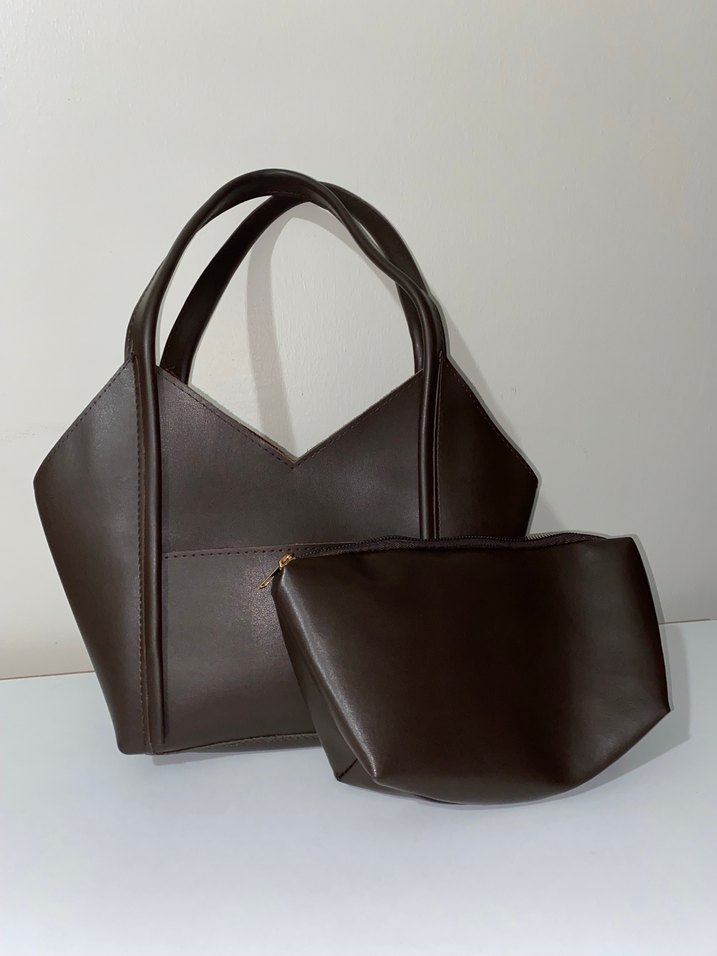 Koyu Kahverengi Deri Minimalist Kadın Çanta - Görsel 3