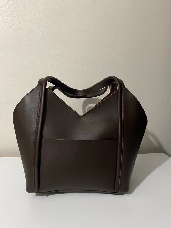 Koyu Kahverengi Deri Minimalist Kadın Çanta - Görsel 2