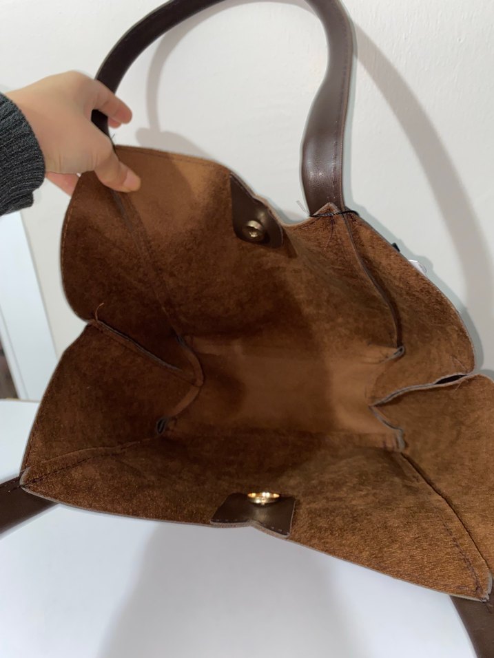 Koyu Kahverengi Deri Minimalist Kadın Çanta - Görsel 4