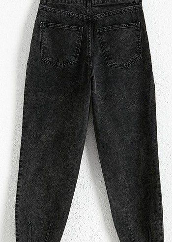 Gri Bol Kesim Kadın Kot Pantolon - Görsel 2