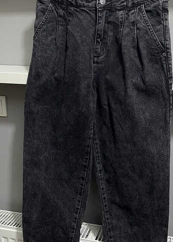 Gri Bol Kesim Kadın Kot Pantolon - Görsel 4