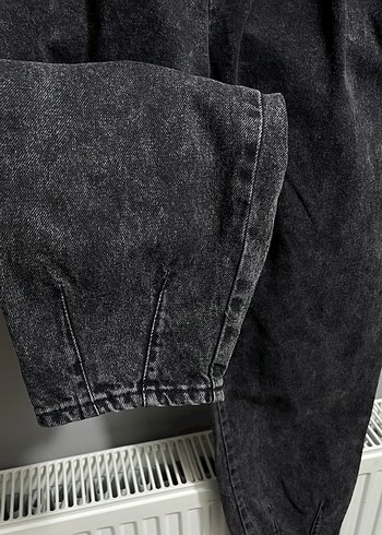 Gri Bol Kesim Kadın Kot Pantolon - Görsel 5