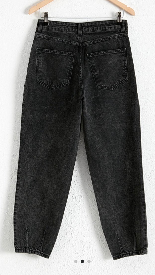 Gri Bol Kesim Kadın Kot Pantolon - Görsel 2