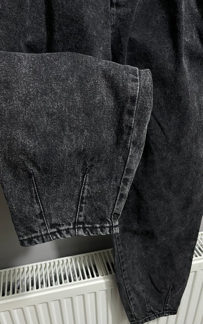 Gri Bol Kesim Kadın Kot Pantolon - Görsel 5