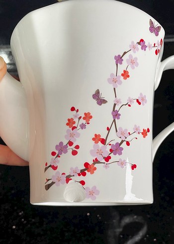 Beyaz Çiçek Desenli Demlik - Görsel 6