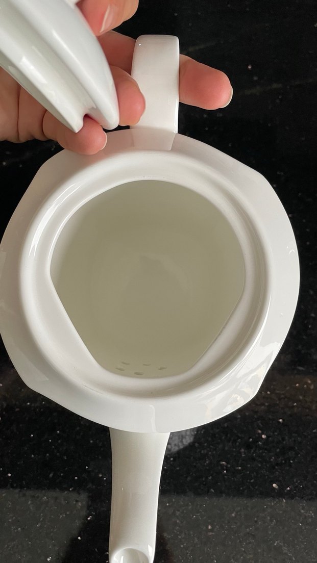 Beyaz Çiçek Desenli Demlik - Görsel 2