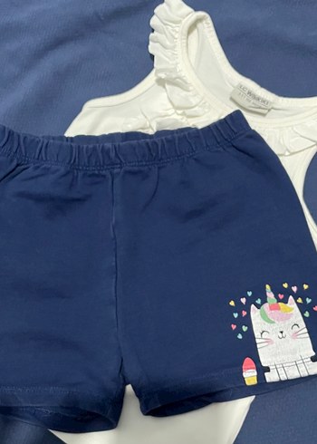 5 Yaş Beden Pamuklu Beyaz Fırfırlı tshirt ve şort