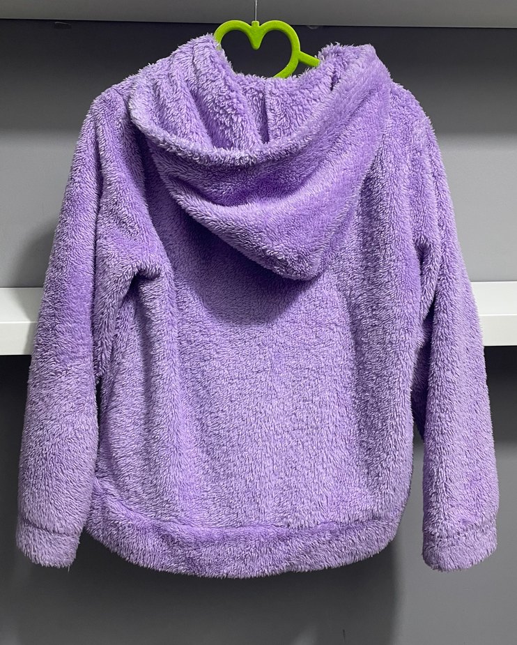 Kız Çocuk Kapüşonlu Mor Peluş hırka - Görsel 2