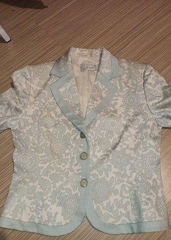 Nakışlı Beyaz Kadın Blazer Ceket - Görsel 10