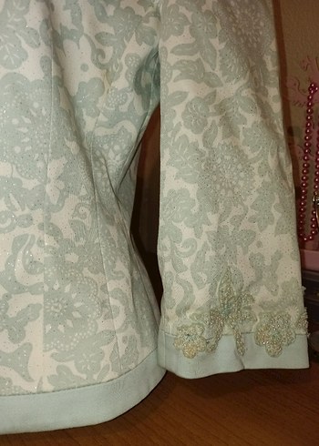 Nakışlı Beyaz Kadın Blazer Ceket - Görsel 8