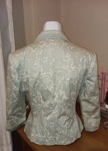 Nakışlı Beyaz Kadın Blazer Ceket - Görsel 5