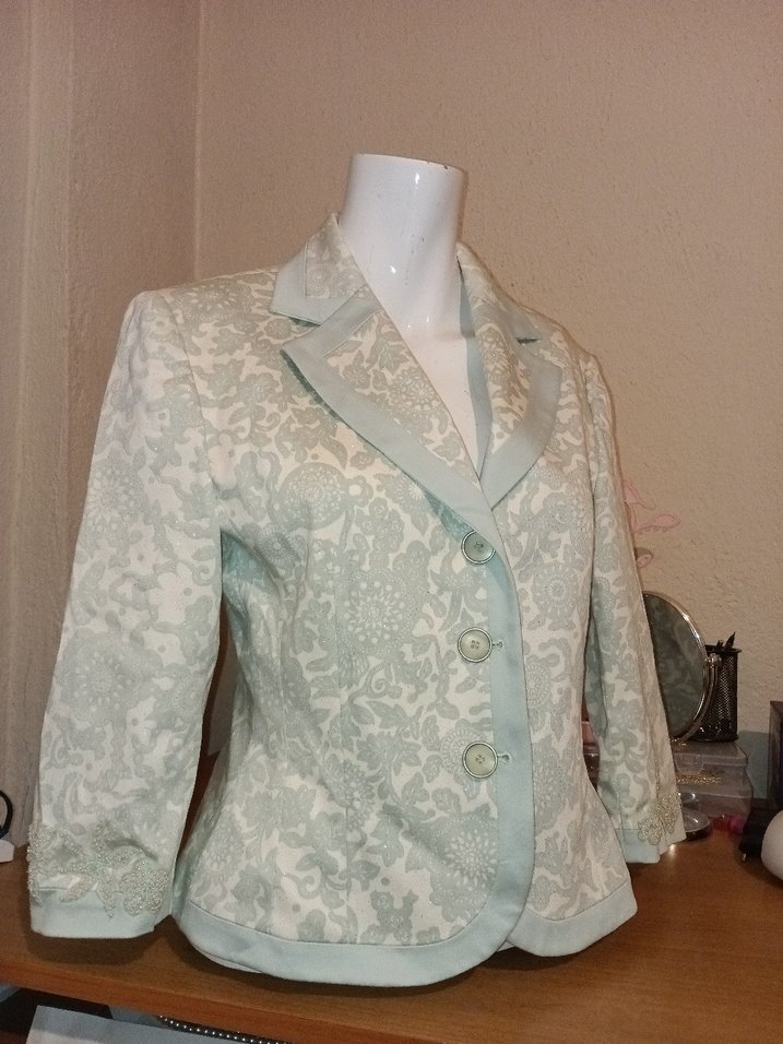 Nakışlı Beyaz Kadın Blazer Ceket - Görsel 4