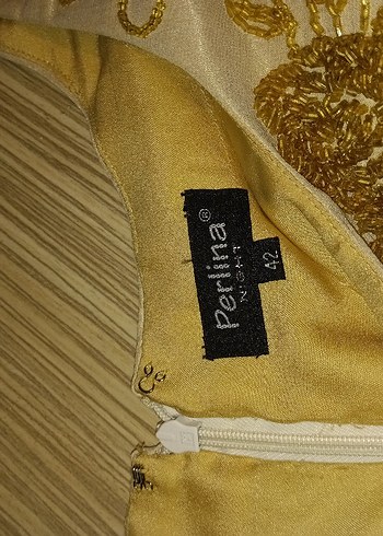 Nakışlı Bej Uzun Abiye Elbise - Görsel 9