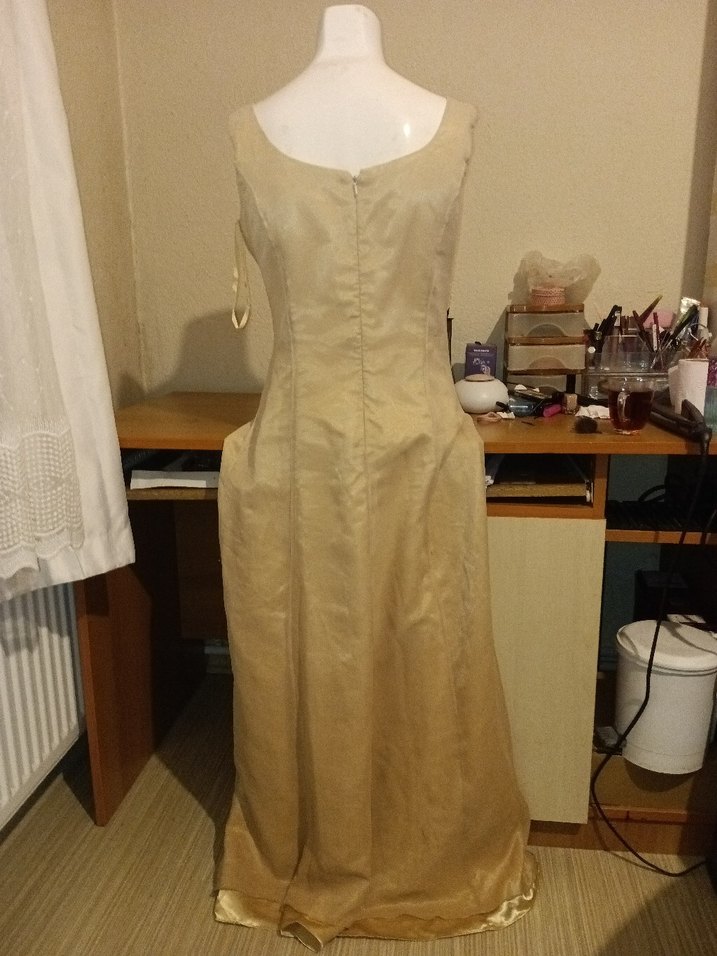 Nakışlı Bej Uzun Abiye Elbise - Görsel 2