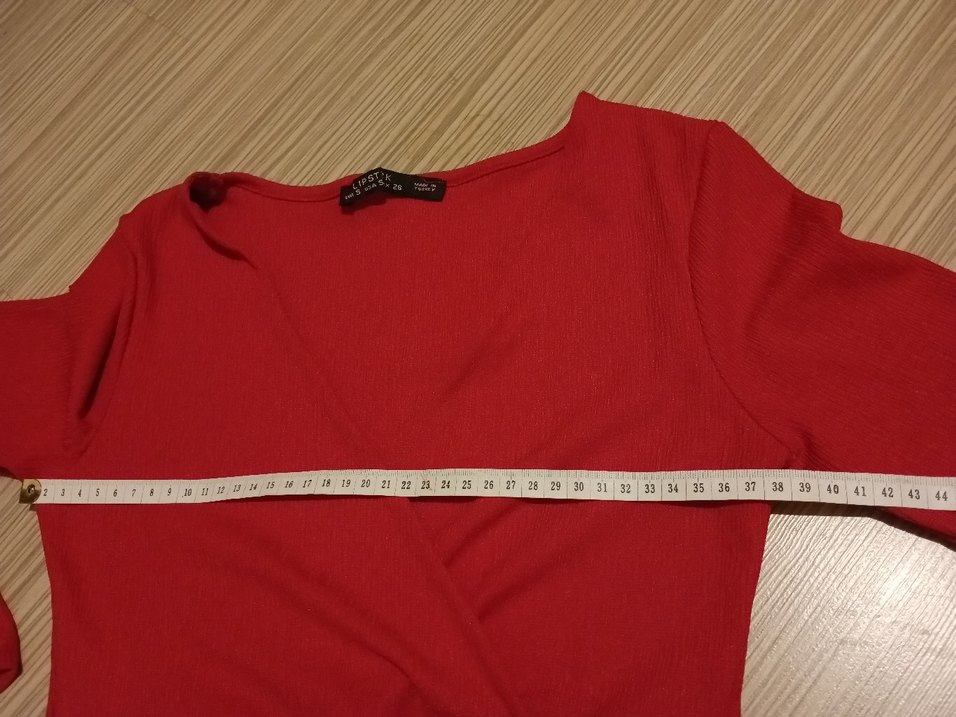 Kırmızı V Yaka Drapeli Hamile Bluzu - Görsel 3