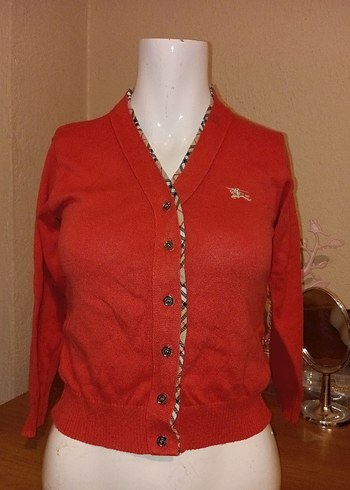 Düğmeli Kırmızı V Yaka Kadın Hırka - Görsel 3