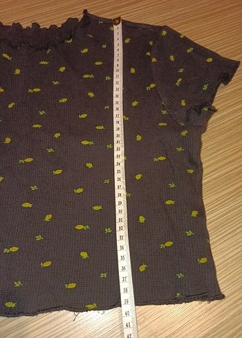 Kısa Kollu Mini Siyah Desenli Kadın Tişört - Görsel 5