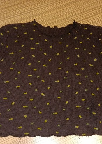 Kısa Kollu Mini Siyah Desenli Kadın Tişört - Görsel 4