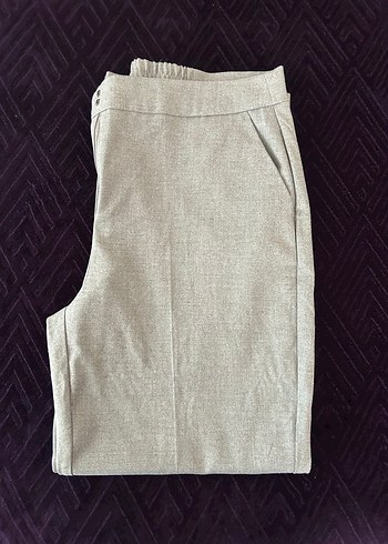 Gri Midi Kumaş Kadın Pantolon - Görsel 4