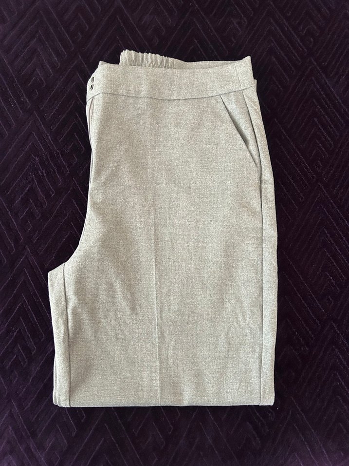 Gri Midi Kumaş Kadın Pantolon - Görsel 4