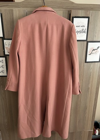 Pembe Uzun Kadın Klasik Kesim Kaban - Görsel 2