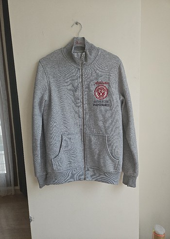 Gri Fermuarlı Erkek Spor Sweatshirt