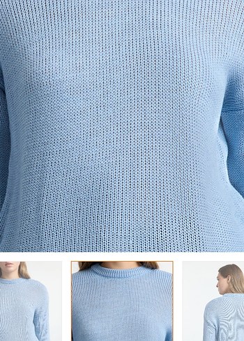 Mavi Triko Kadın Sweatshirt - Görsel 3