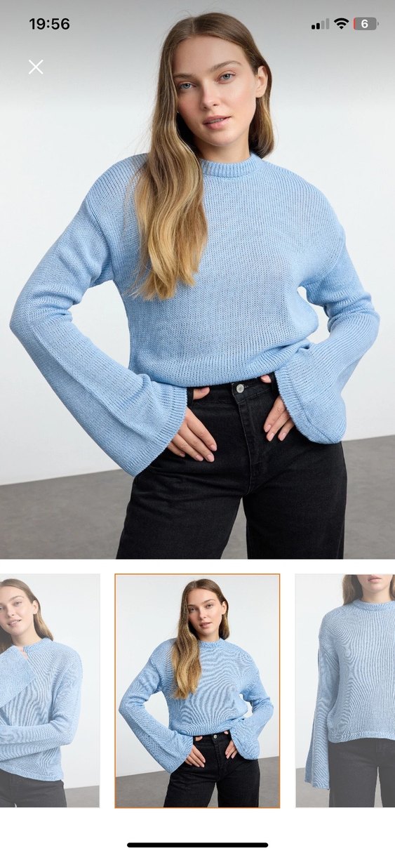 Mavi Triko Kadın Sweatshirt - Görsel 2