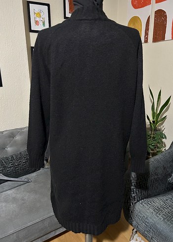 Düğmeli Siyah Yün Hamile Midi Kazak - Görsel 2