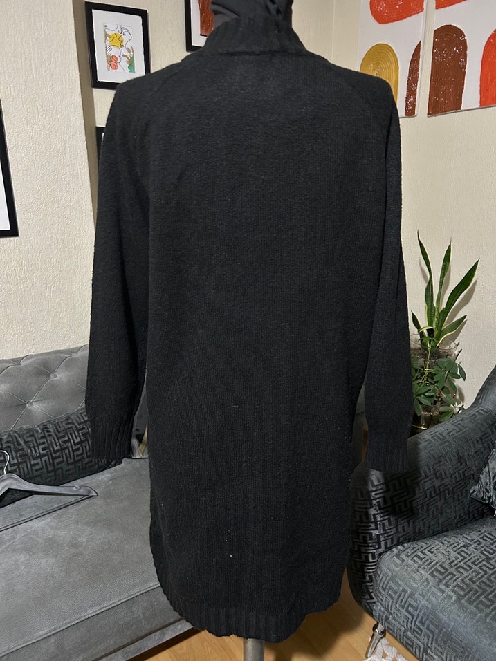 Düğmeli Siyah Yün Hamile Midi Kazak - Görsel 2