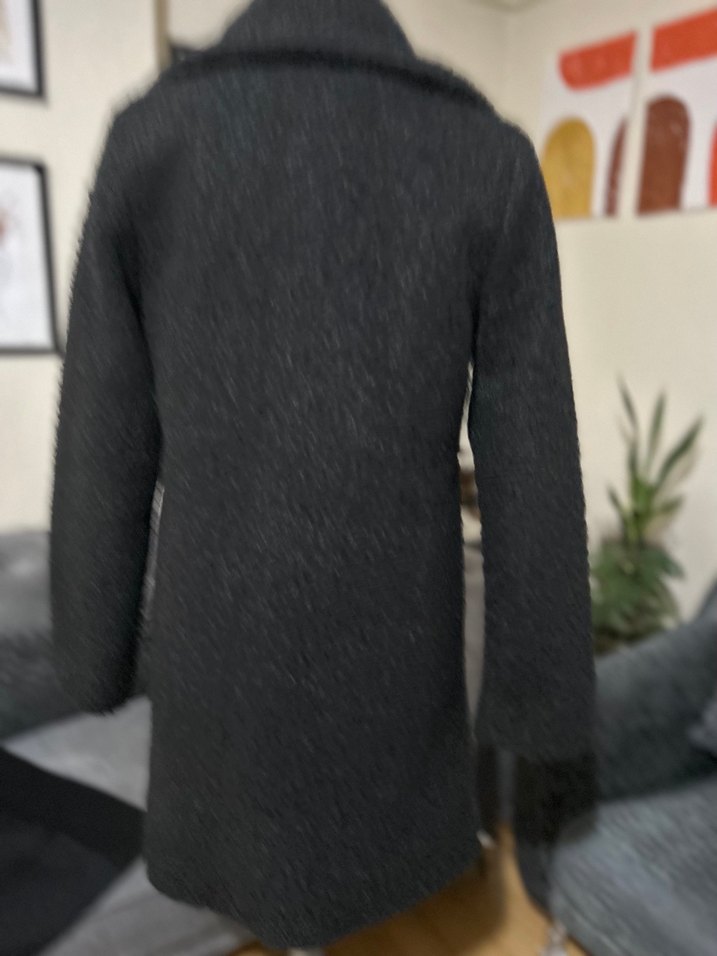 Siyah Tek Düğmeli Kaban - Görsel 3