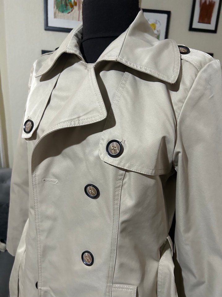 Düğmeli Bej Midi Trençkot - Görsel 2