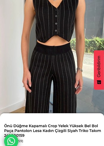 Kemerli Siyah Çizgili Kadın Uzun Takım - Görsel 3