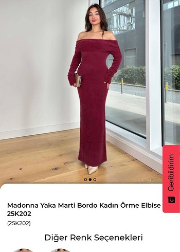 Madonna Yaka Bordo Uzun Triko Elbise - Görsel 4