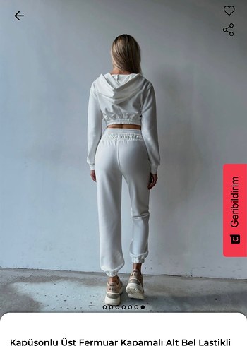 Beyaz Kapüşonlu Fermuarlı Mini Eşofman Takımı - Görsel 3