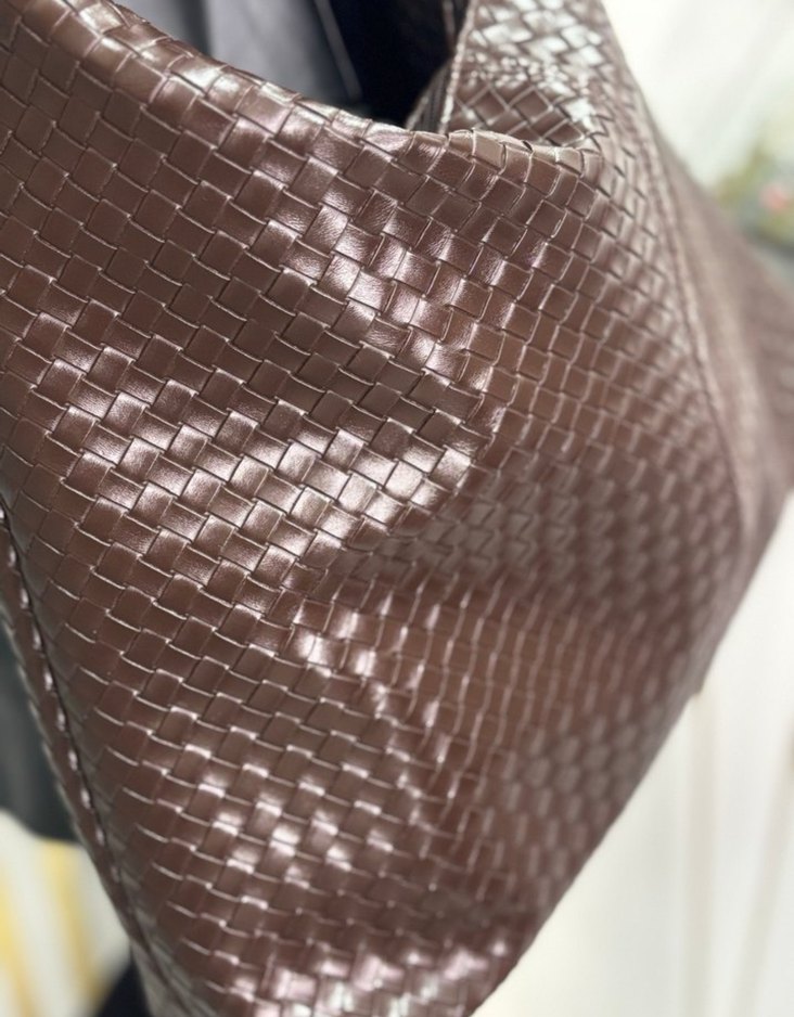 Kahverengi Deri Örgülü Kadın Çanta - Görsel 2