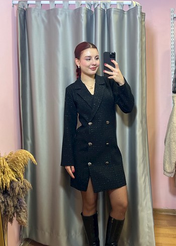 Düğmeli Siyah Kısa Deri Kadın Ceket - Görsel 2