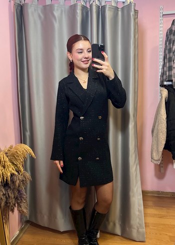 Düğmeli Siyah Kısa Deri Kadın Ceket - Görsel 4