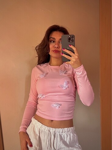 s Beden pembe Renk 3D BUTTERFLY BLOUSE