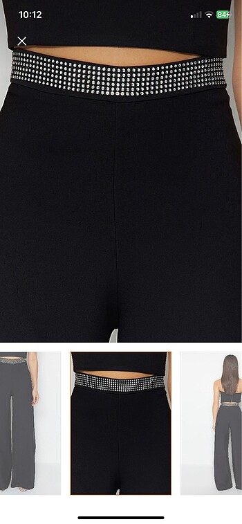 xs Beden siyah Renk Taş kemer detaylı pantalon