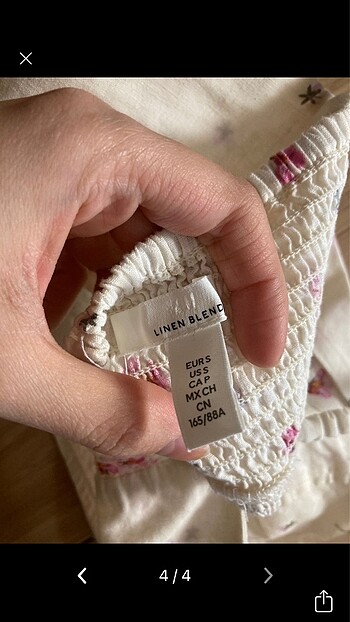 s Beden ten rengi Renk H&M keten çiçekli dekolteli büstiyer