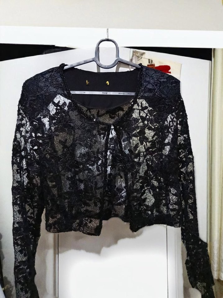 Mini boy Siyah Dantel Uzun Kollu Bolero - Görsel 2