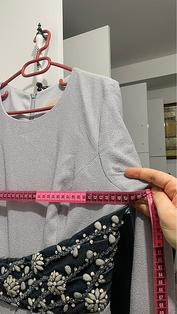 xl Beden gri Renk Gri ve kül renkli karışımı abiye