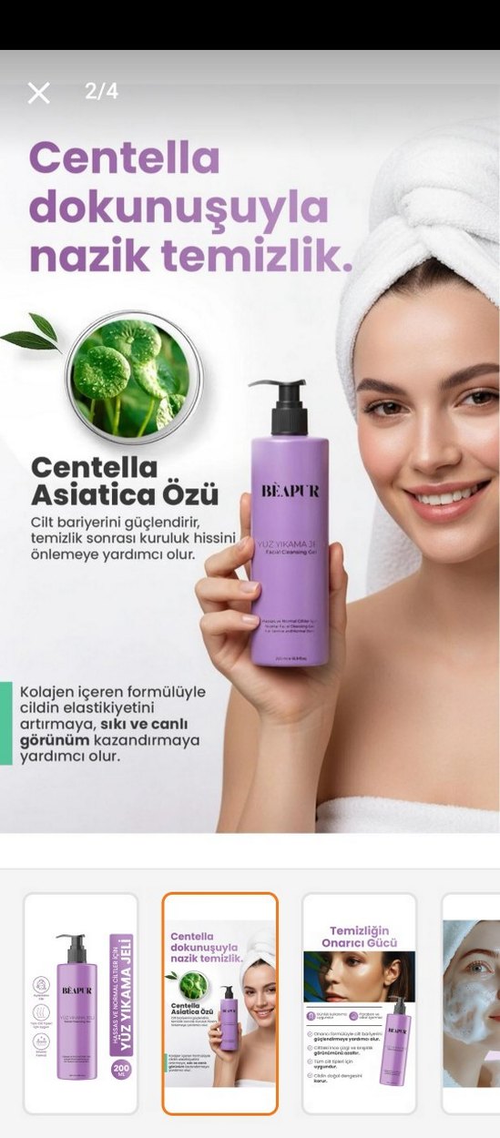 Beapur Hassas & Normal Ciltler için Yüz Yıkama Jeli 200 ml - Görsel 2