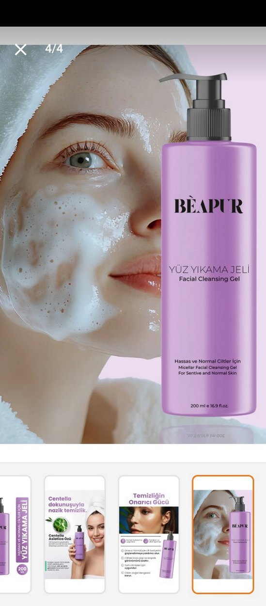 Beapur Hassas & Normal Ciltler için Yüz Yıkama Jeli 200 ml - Görsel 4