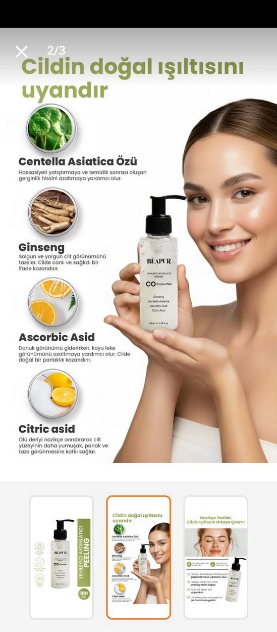 BEAPUR Centella Asiatica Özlü Yüz Peeling 100 ml - Görsel 2