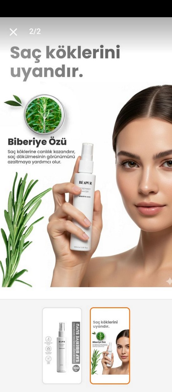 BEAPUR Biberiye Suyu Saç Toniği 100 ml - Görsel 2