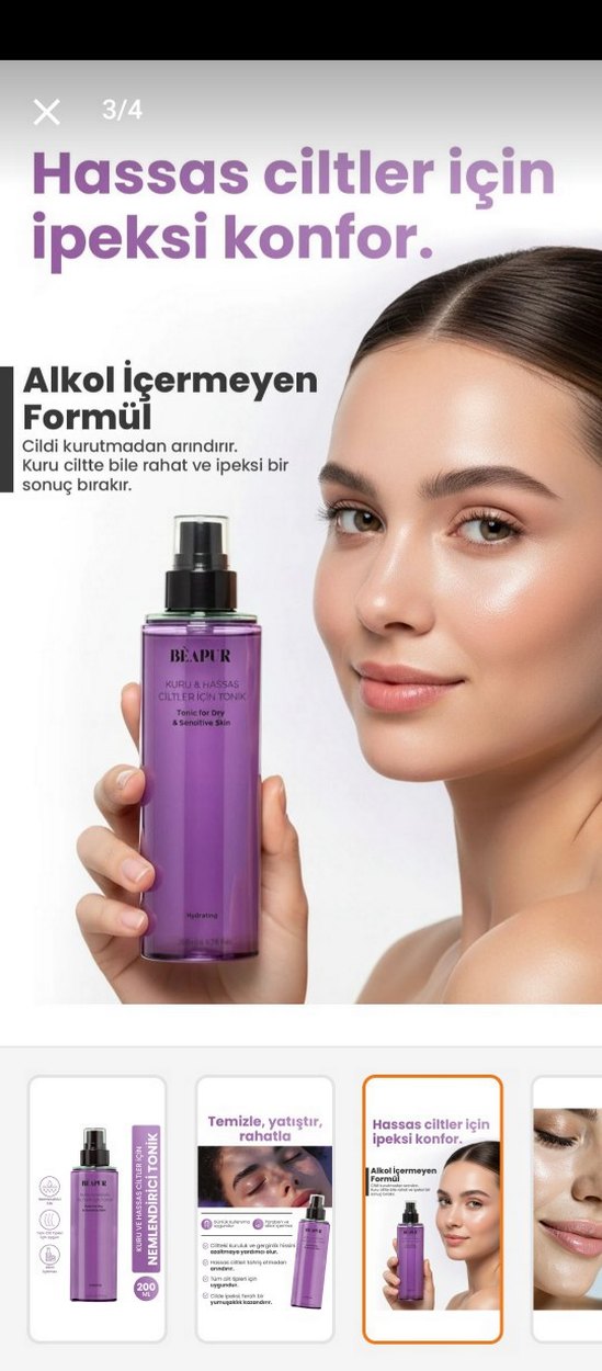 Beapur Kuru ve Hassas Cilt Tonik 200 ml - Görsel 3